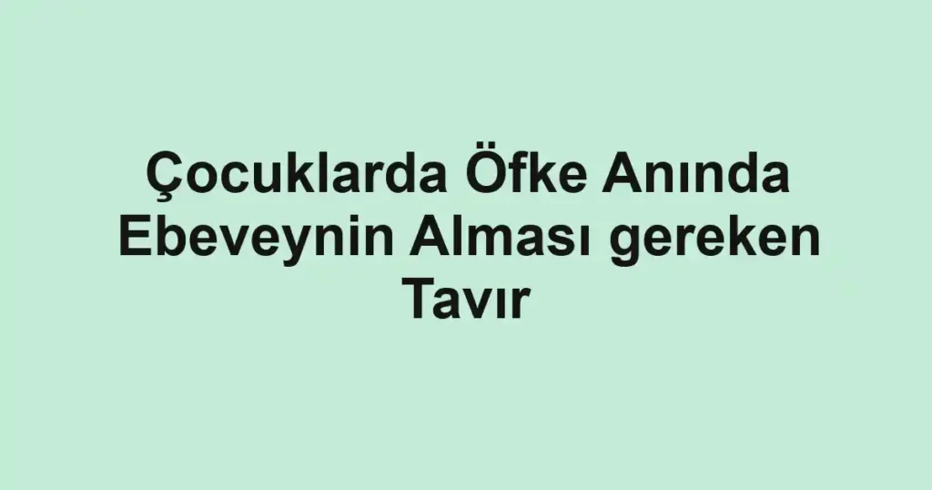 Çocuklarda Öfke Anında Ebeveynin Alması gereken Tavır